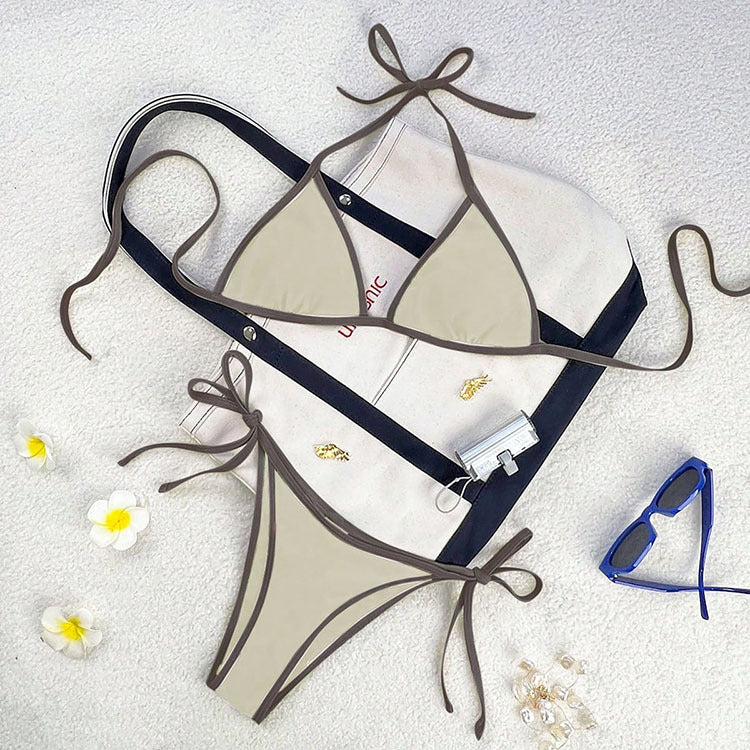 Damen Triangel-Bikini mit hohen Trägern und verstellbaren Seitenbändern Drune