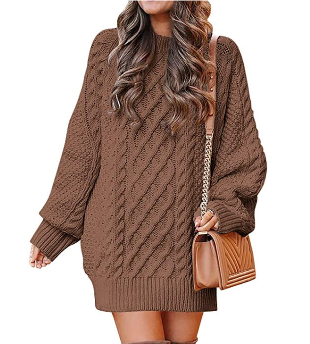 Damen Großer Strickpullover mit Zopfmuster und lässigem Schnitt Drune