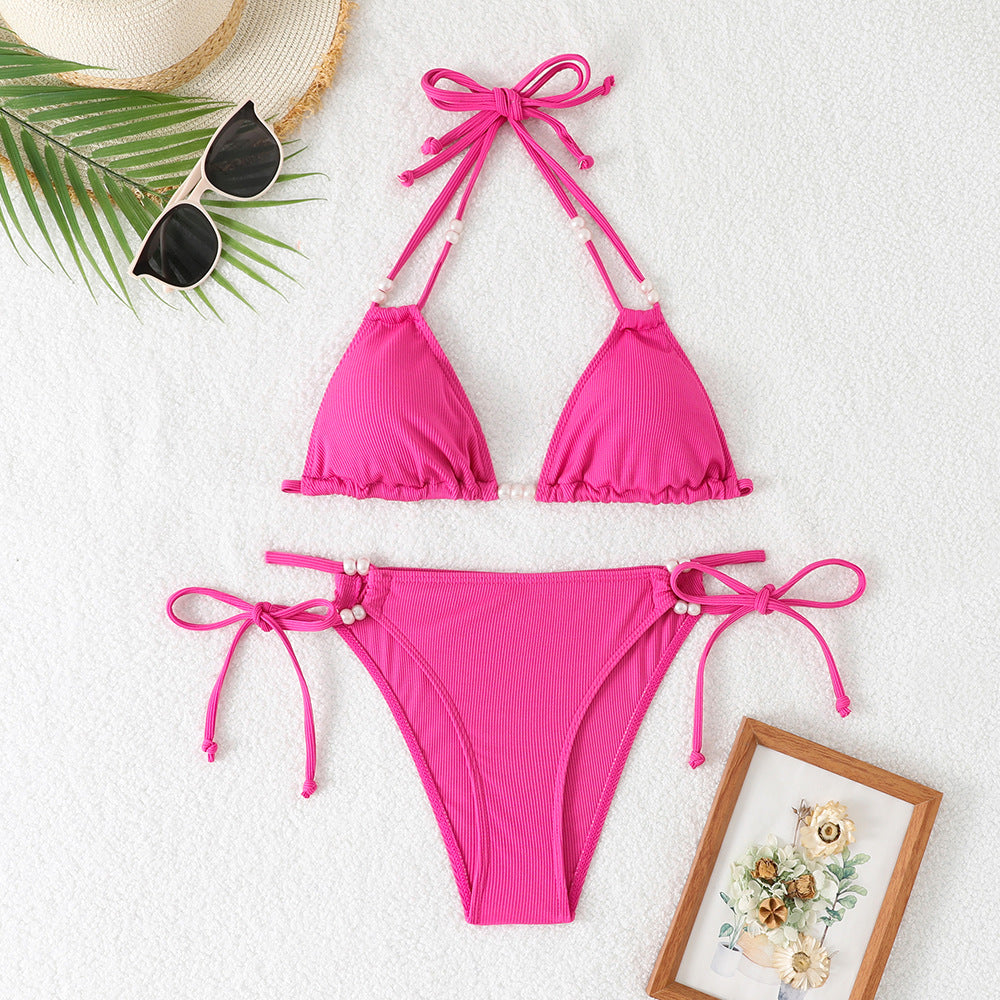 Damen Triangel-Bikini mit raffinierten Perlenakzenten Drune