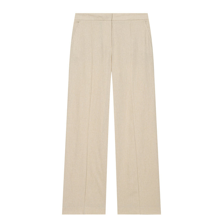 Damen Leichte Leinenhose mit weitem Bein und Bügelfalte Drune