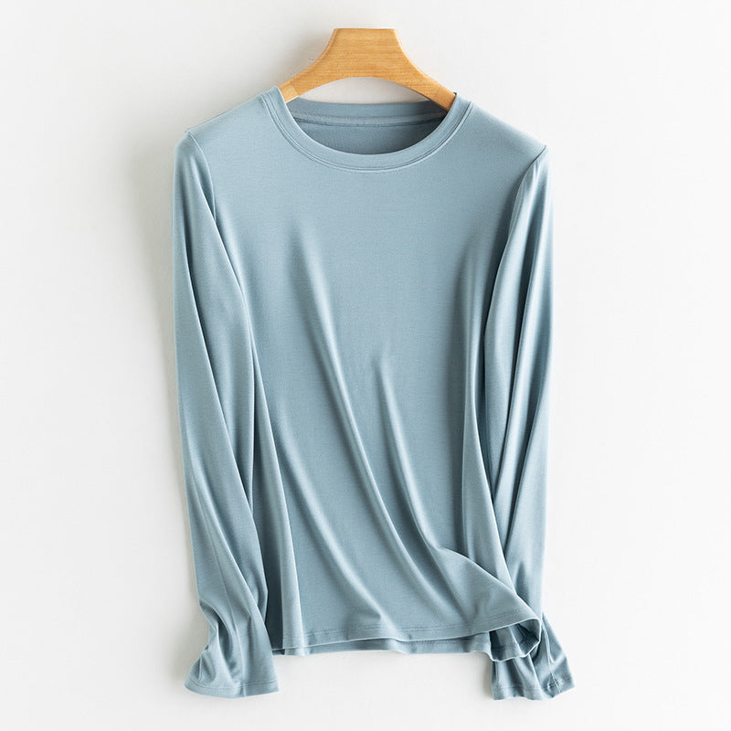 Damen Feines Longsleeve aus elastischem Modal-Jersey mit Rundhalsausschnitt und figurumspielendem Fall Drune