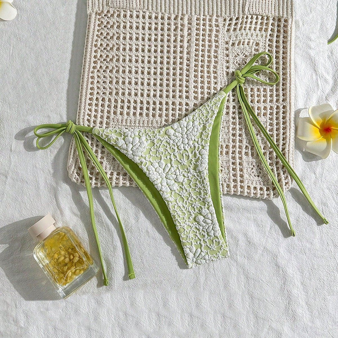Damen Bikiniunterteil mit floralen Spitzenapplikationen Drune
