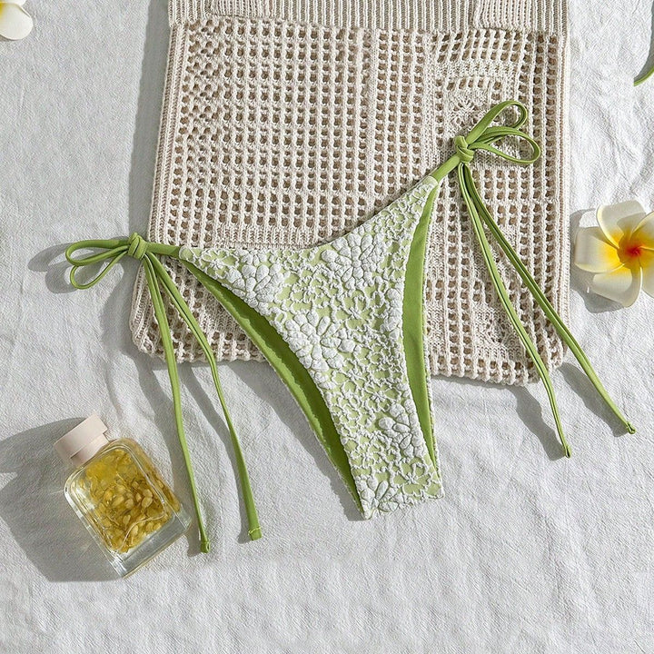 Damen Bikiniunterteil mit floralen Spitzenapplikationen Drune