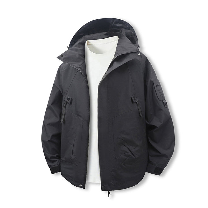 Herren Wind- und Wasserabweisende Softshell-Utilityjacke mit Kapuze Drune