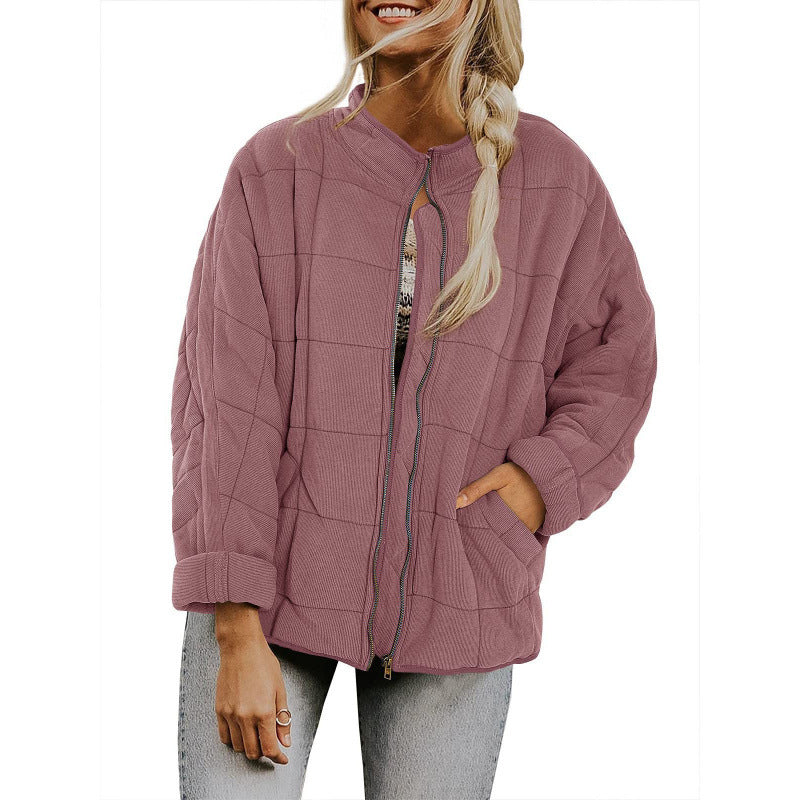 Damen Steppjacke im Oversized Schnitt mit Stehkragen und verdecktem Reißverschluss Drune