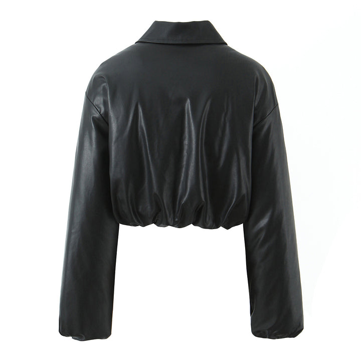 Damen elegante cropped Jacke mit Reißverschluss und Stickkragen Drune
