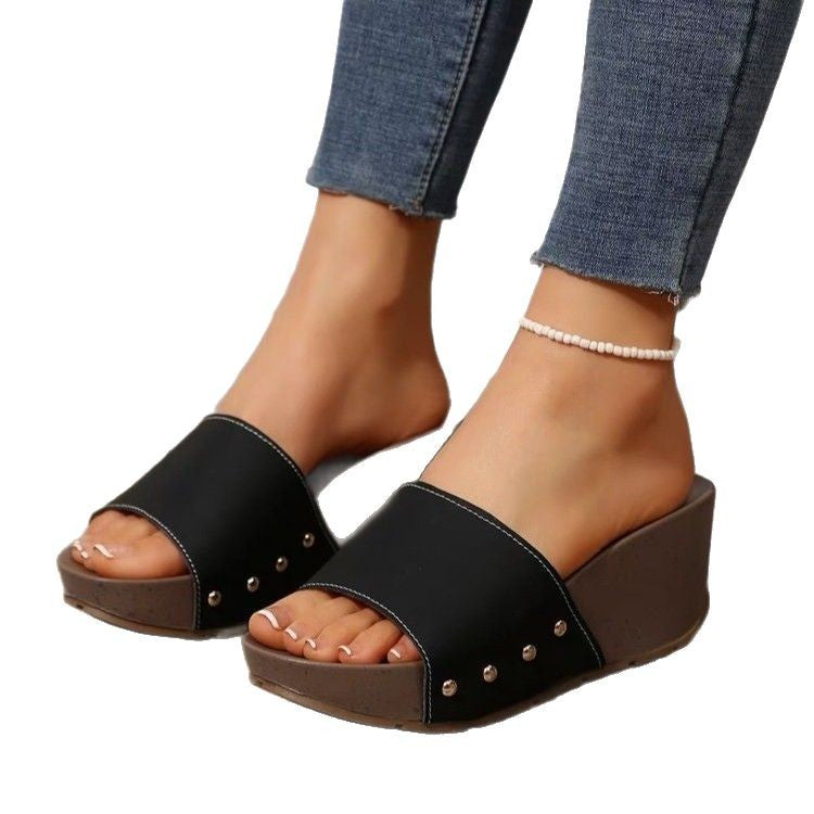 Damen Elegante und bequeme Keil-Pantoletten Drune