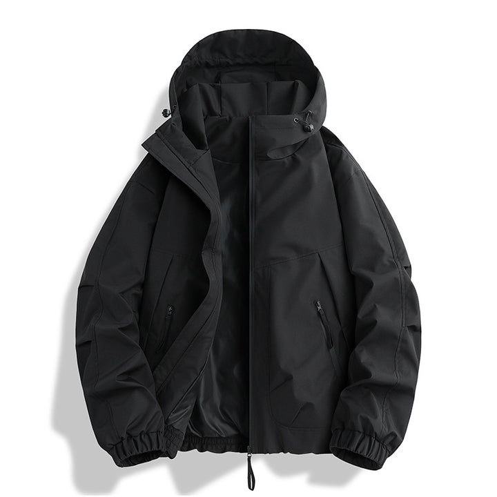 Herren wasserdichter Hooded-Utility-Parka mit verschweißten Nähten, verstellbarer Kapuze und verdeckten Reißverschlusstaschen Drune