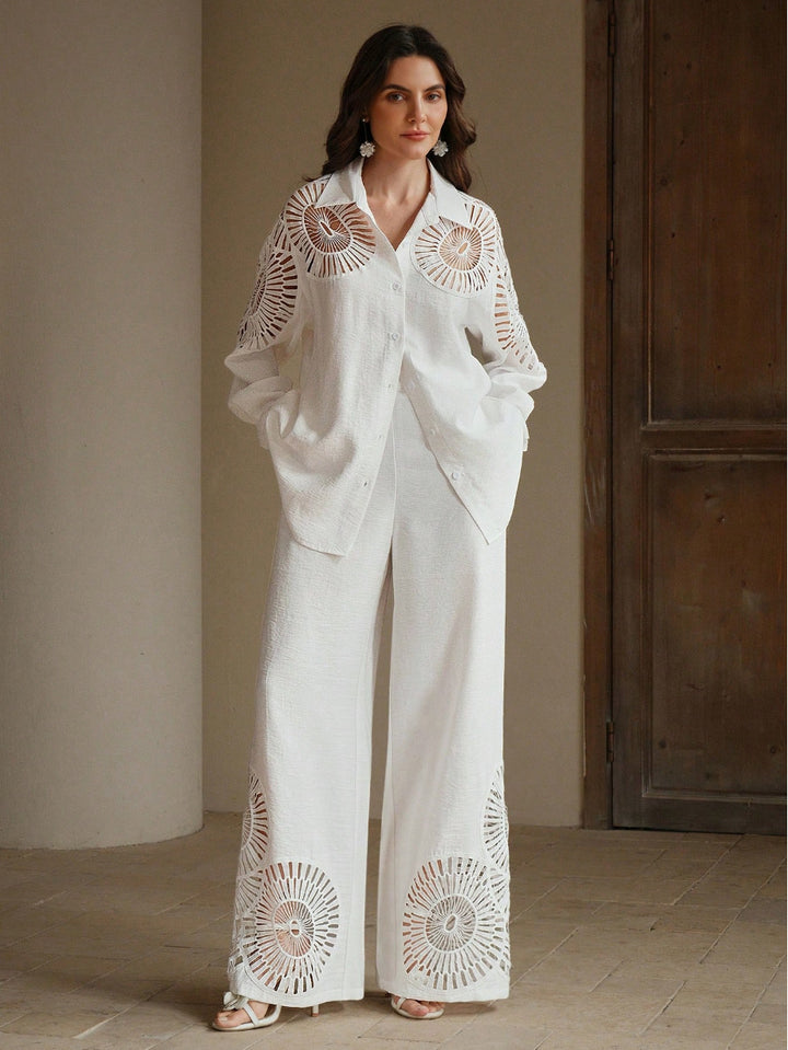 Damen Elegante Blusen und Hosen Kombination Drune