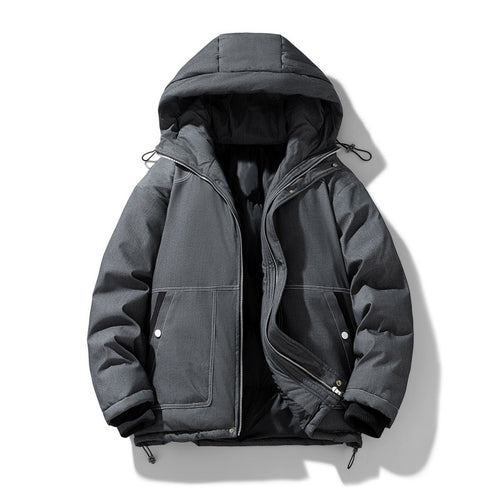 Herren urbaner Kapuzen-Insulated Overshirt mit gesteppter Thermofüllung und Kontrastnähten Drune