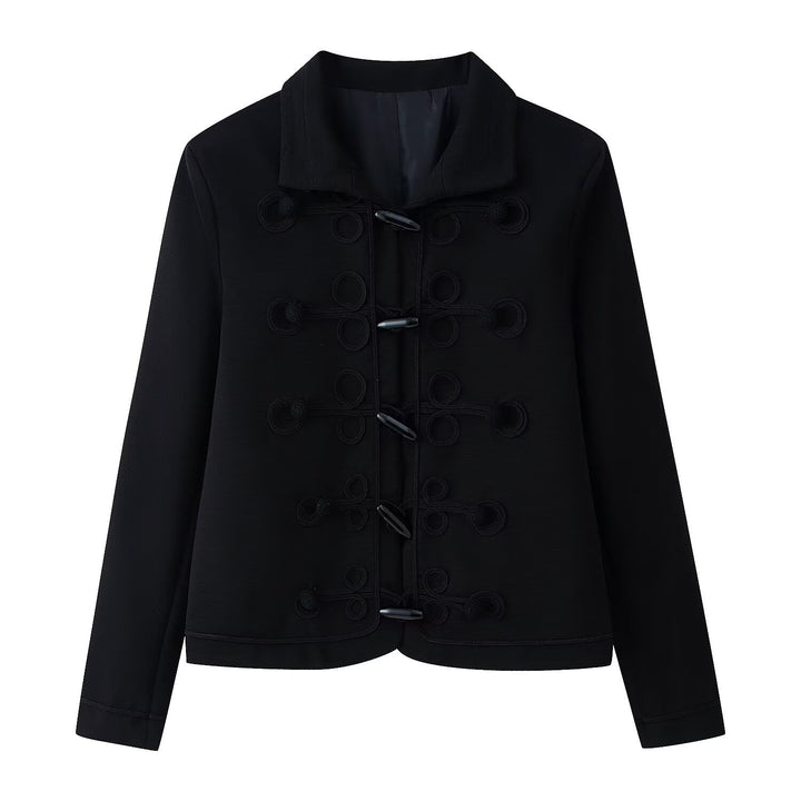 Damen Kurze Jacke mit Froschverschlüssen und Stehkragen Drune
