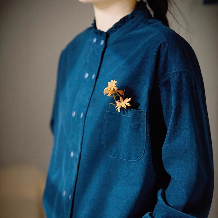 Damen Lässige Bluse mit Rüschensaum Drune