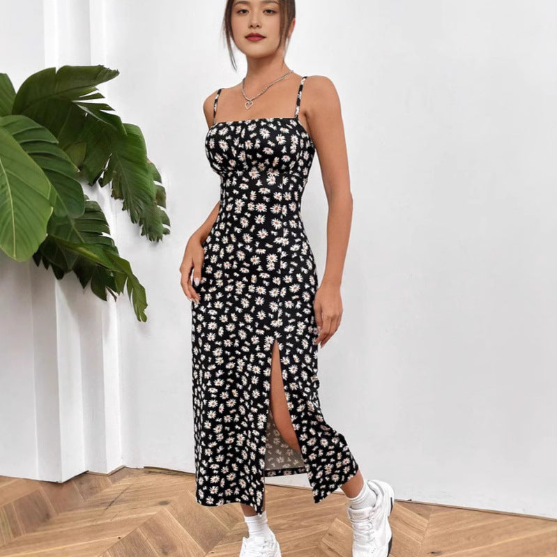 Damen figurbetontes Midikleid mit Raffung und Schlitz Drune