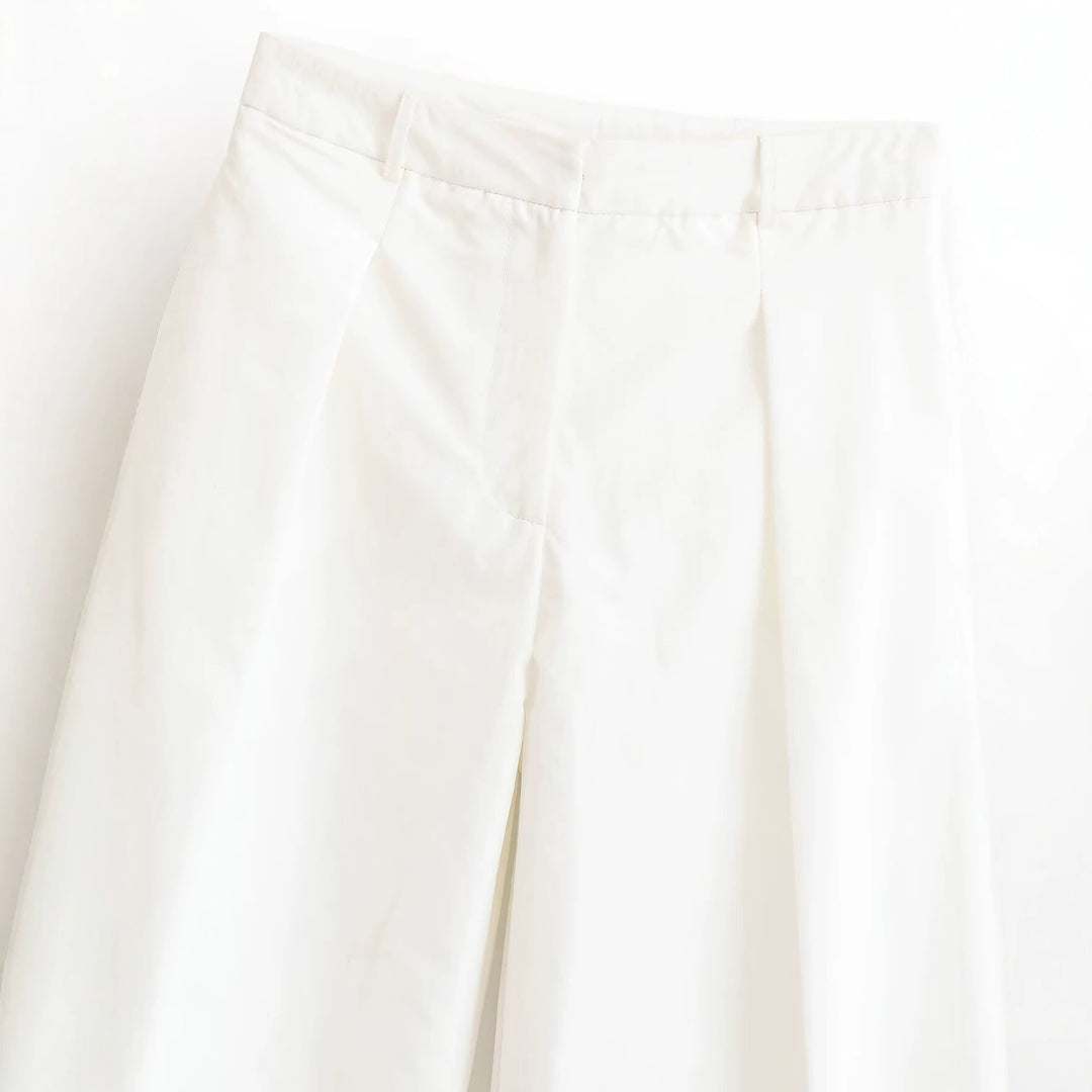 Damen Elegante High‑Waist Palazzo‑Hose mit Bügelfalte und geradem weitem Bein Drune
