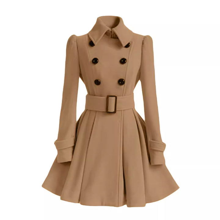 Damen eleganter Trenchcoat mit ausgestelltem Schnitt und französischem Kragen Drune