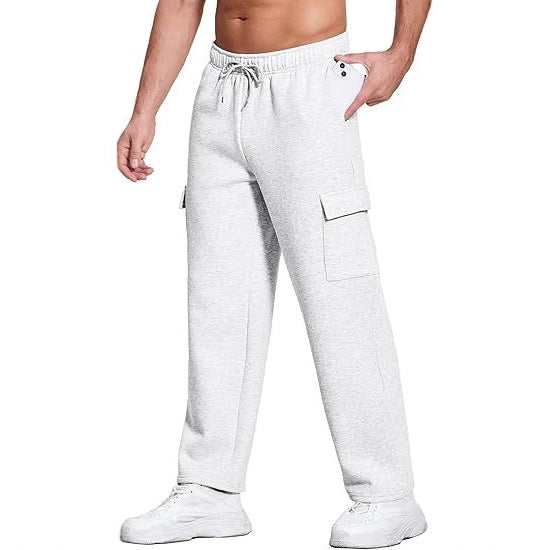 Herren nan komfortable Cargo-Loungehose mit elastischem Bund, Kordelzug, geradem Bein und aufgesetzten Klappentaschen Drune