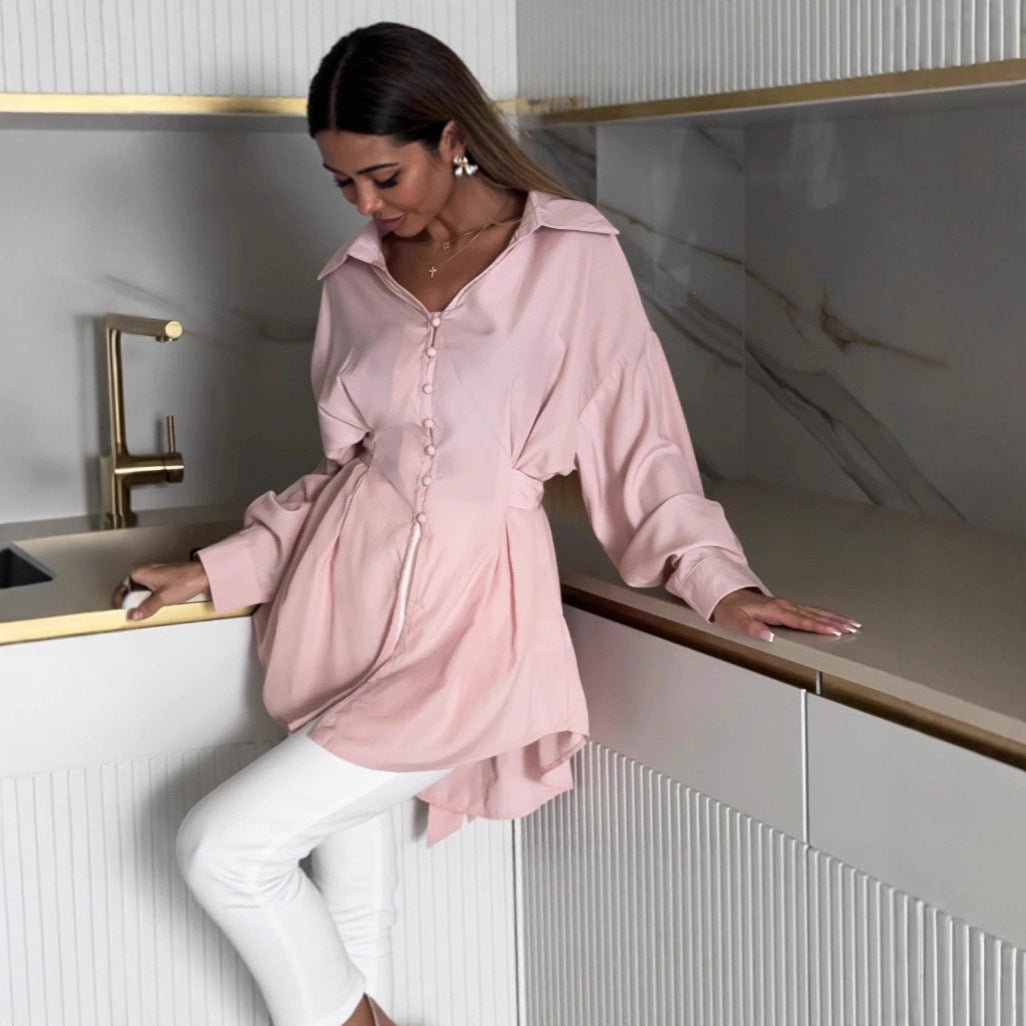 Damen Elegante Hochqualitative Bluse mit geschmeidiger Textur und feminine Silhouette Drune