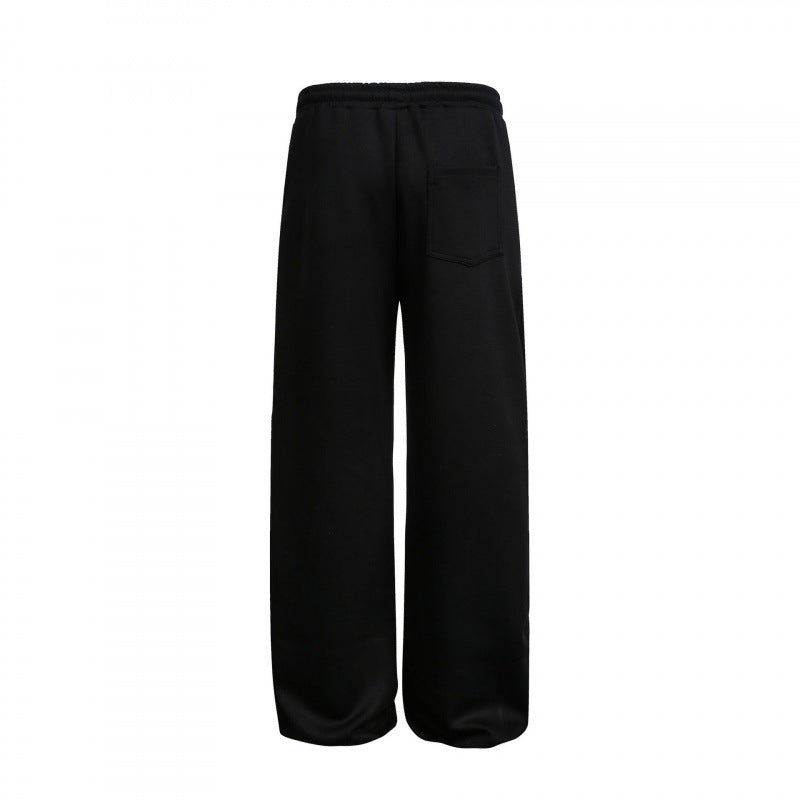 Damen Weite High‑Waist Relax-Sweat-Hose mit Kordelbund und dekorativen Schrittnahtlinien Drune