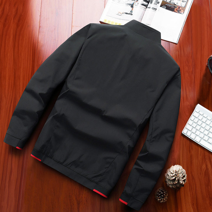 Herren Sportiver Microfaser-Blouson mit Stehkragen, Reißverschlusstaschen und Kontrastpaspel Drune