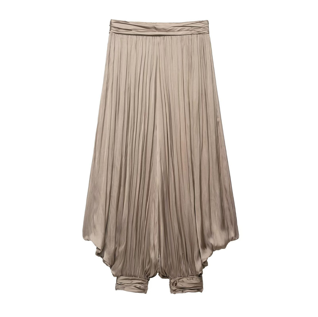 Damen Hochwertige Plisseehose mit elastischem Bund und schmalem Bein Drune