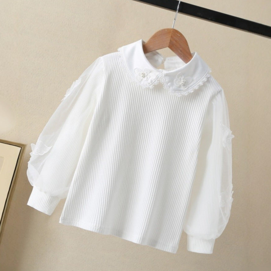 Damen Bluse mit eleganten Puffärmeln und Rüschenkragen Drune