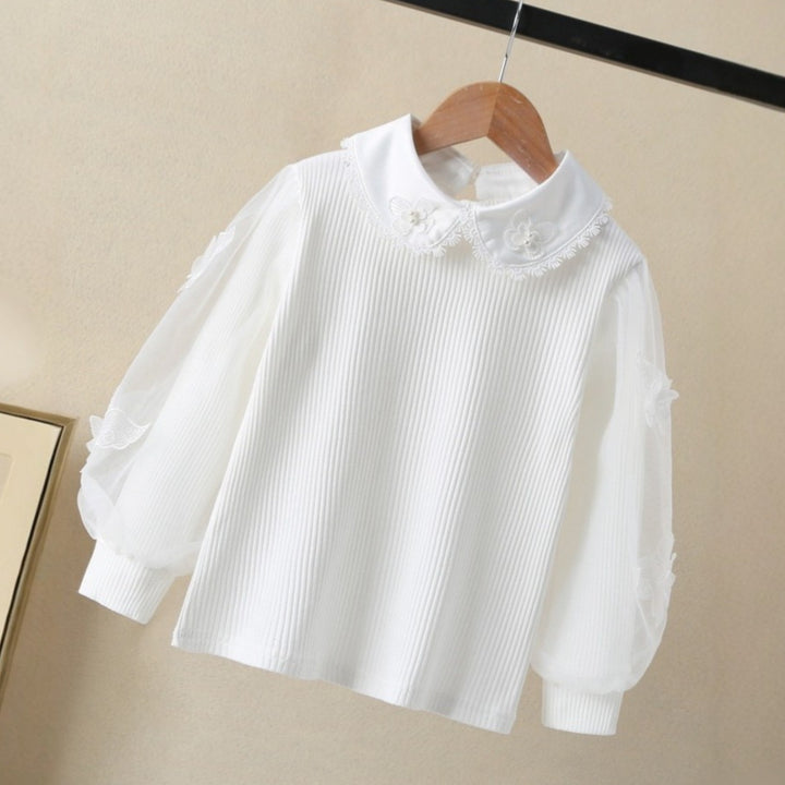 Damen Bluse mit eleganten Puffärmeln und Rüschenkragen Drune