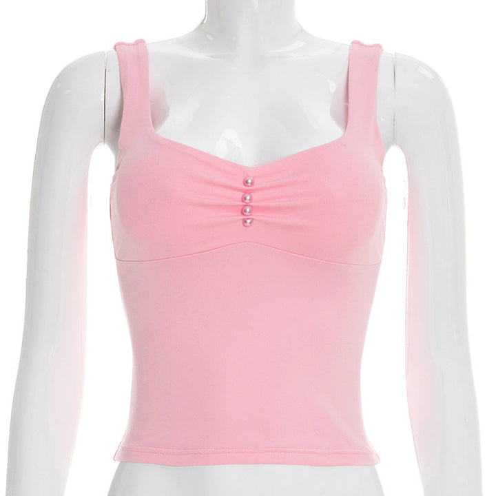 Damen modisches Bustier-Oberteil mit dekorativen Knopfdetails Drune