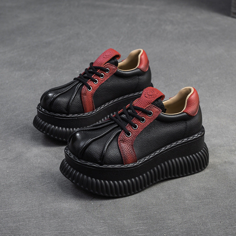 Damen Chunky Plateau-Sneaker aus hochwertigem Leder mit raffinierten Details Drune