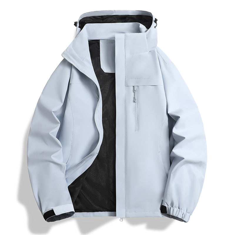 Herren Wasser- und winddichte Softshell-Outdoorjacke mit Kapuze, atmungsaktivem Meshfutter und Brustreißverschluss Drune