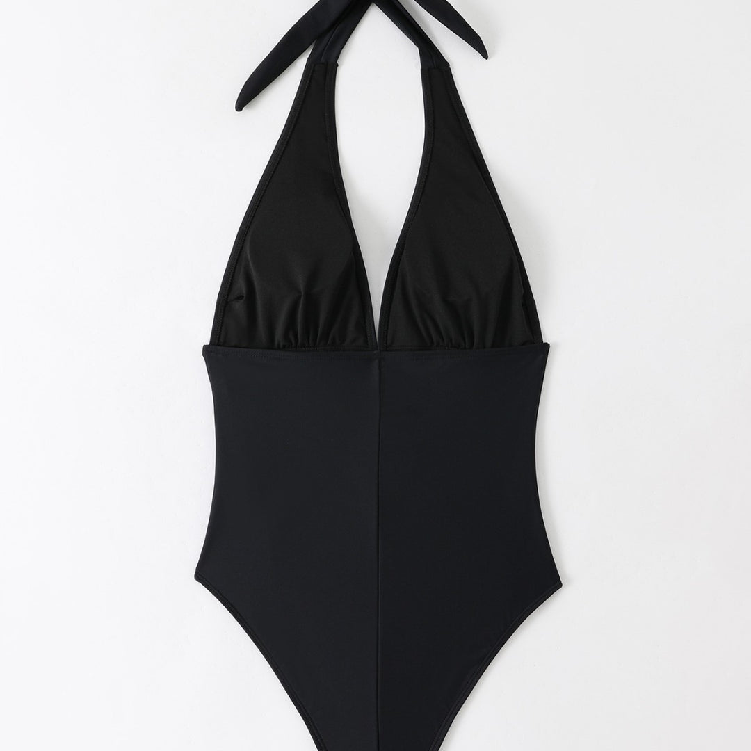 Damen Eleganter hochgeschnittener Badeanzug mit dekorativen Schleifendetails Drune
