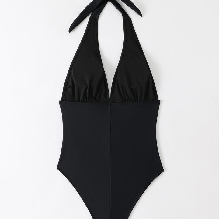 Damen Eleganter hochgeschnittener Badeanzug mit dekorativen Schleifendetails Drune