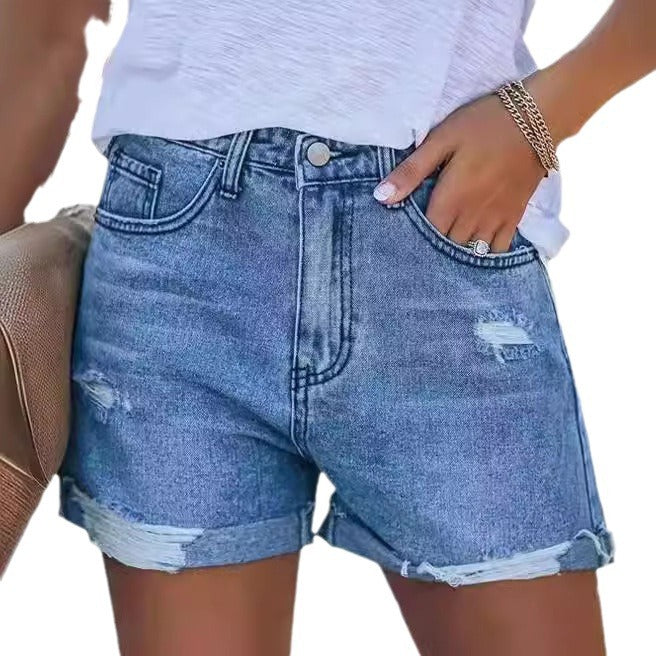 Damen Denim-Shorts im modischen Destroyed-Look mit lässigem Schnitt Drune