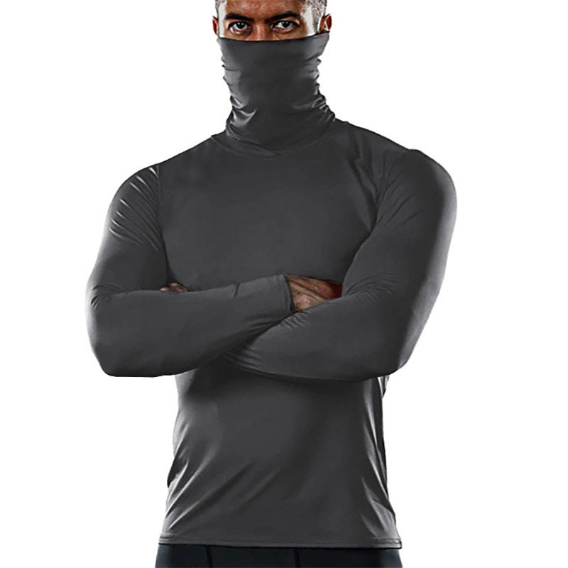 Herren funktionales Langarmshirt mit hohem Kragen und feuchtigkeitsregulierendem Material Drune