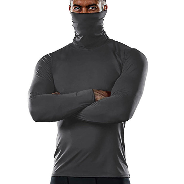 Herren funktionales Langarmshirt mit hohem Kragen und feuchtigkeitsregulierendem Material Drune