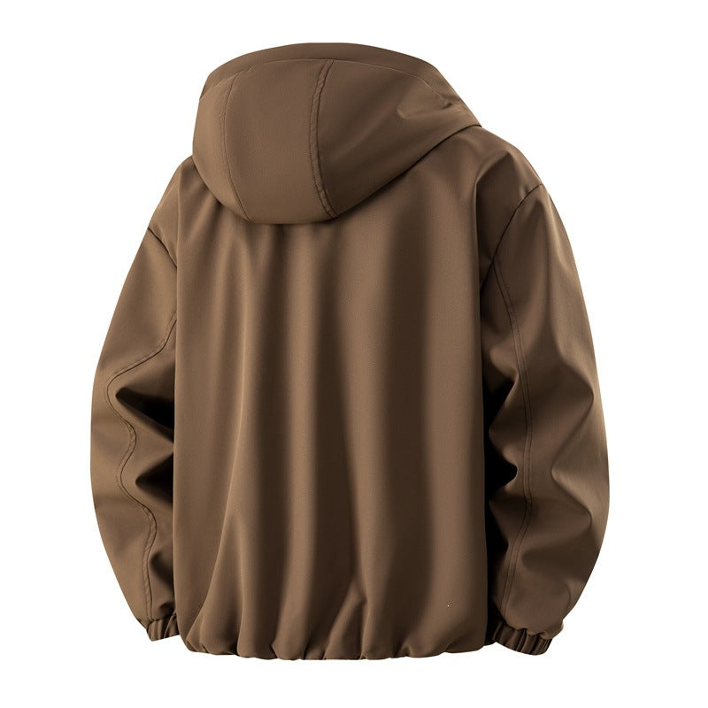 Herren Minimalistische Tech-Kapuzenjacke mit mattierter Oberfläche, Kordelzug & verdeckten Reißverschlusstaschen Drune