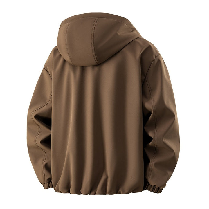 Herren Minimalistische Tech-Kapuzenjacke mit mattierter Oberfläche, Kordelzug & verdeckten Reißverschlusstaschen Drune