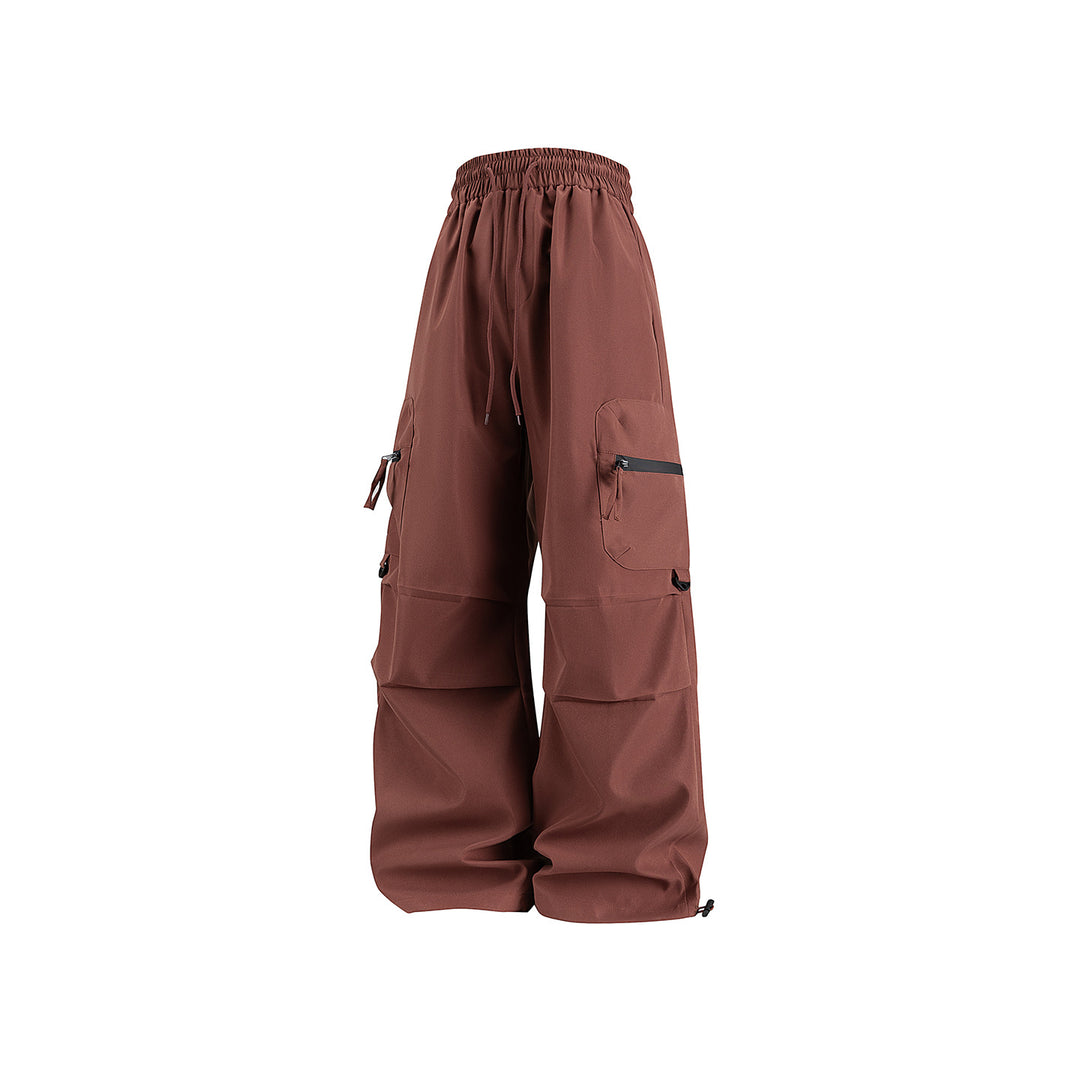 Damen Weite Cargo‑Schlaghose mit hohem Elastbund, Multitaschen und verstellbarem Saum Drune