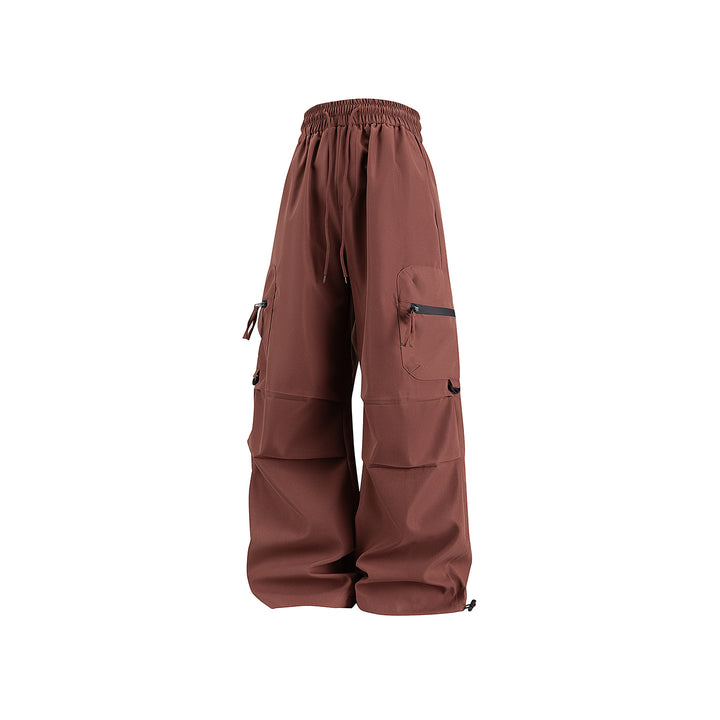 Damen Weite Cargo‑Schlaghose mit hohem Elastbund, Multitaschen und verstellbarem Saum Drune