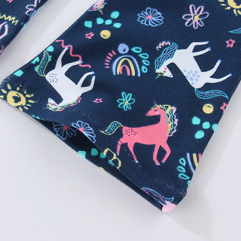 Mädchen Leggings mit verspieltem Einhorn- und Blütenmuster Drune