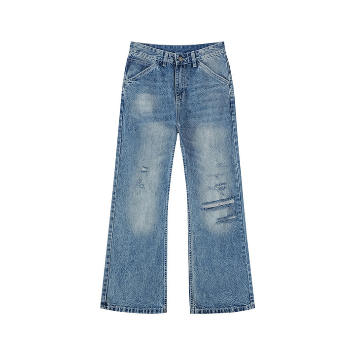 Damen Weite Distressed Denim-Jeans im Palazzo-Schnitt Drune