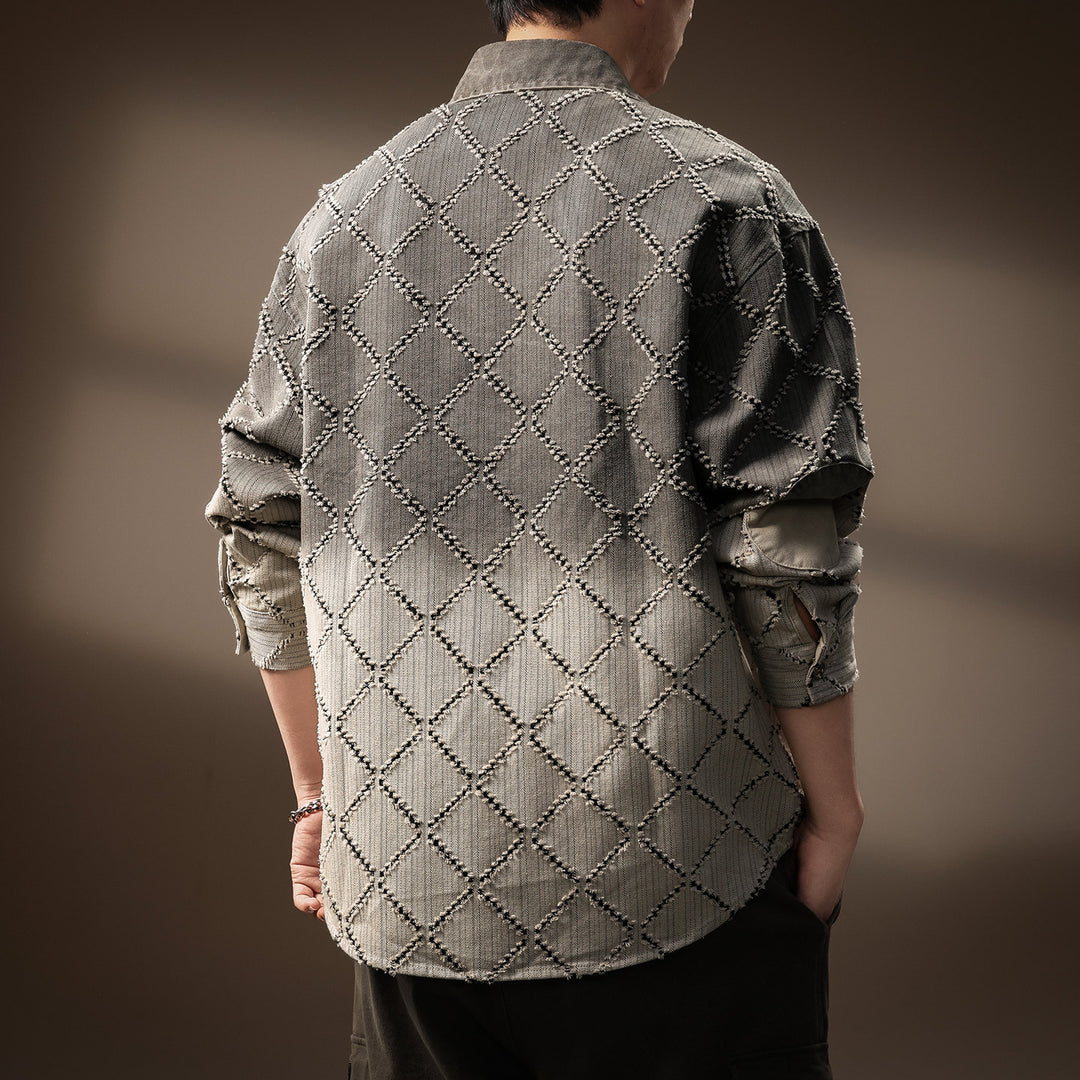 Herren Modische Hemdjacke mit gestepptem Design Drune