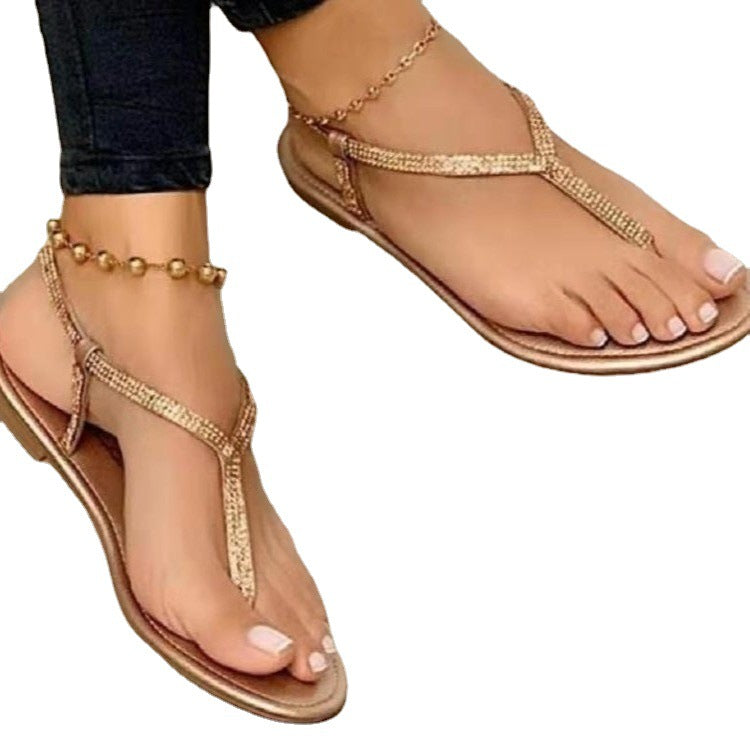 Damen Fußbett Sandalen Im Eleganten Design mit Glitzerndem Zierakzent Drune