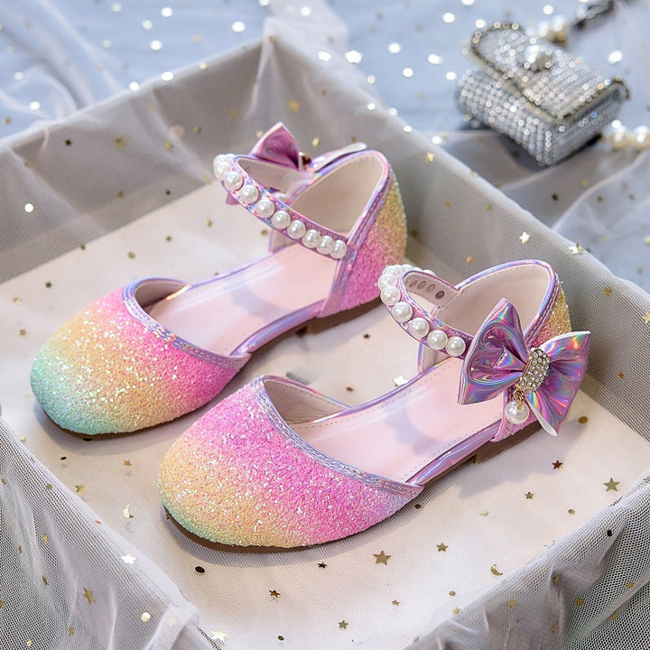 Mädchen Glitzernde Ballerinas mit Perlen und Schleifenakzent Drune