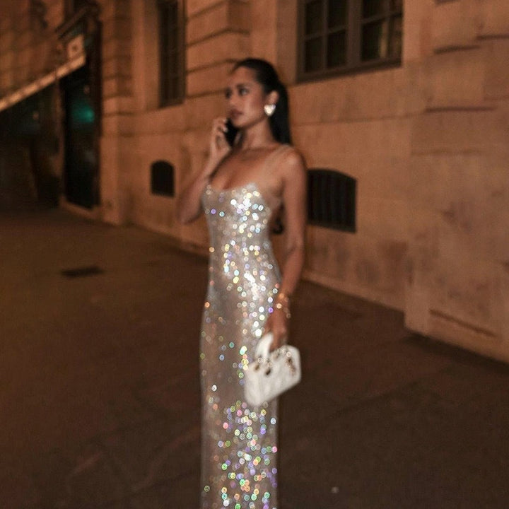 Damen Glamouröses Abendkleid mit glitzernden Applikationen Drune