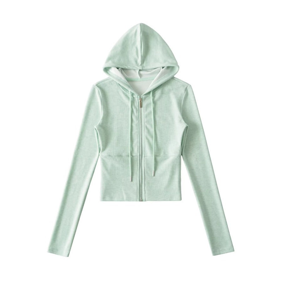 Damen Crop-Hoodie mit praktischem Reißverschluss und sportlichem Design Drune
