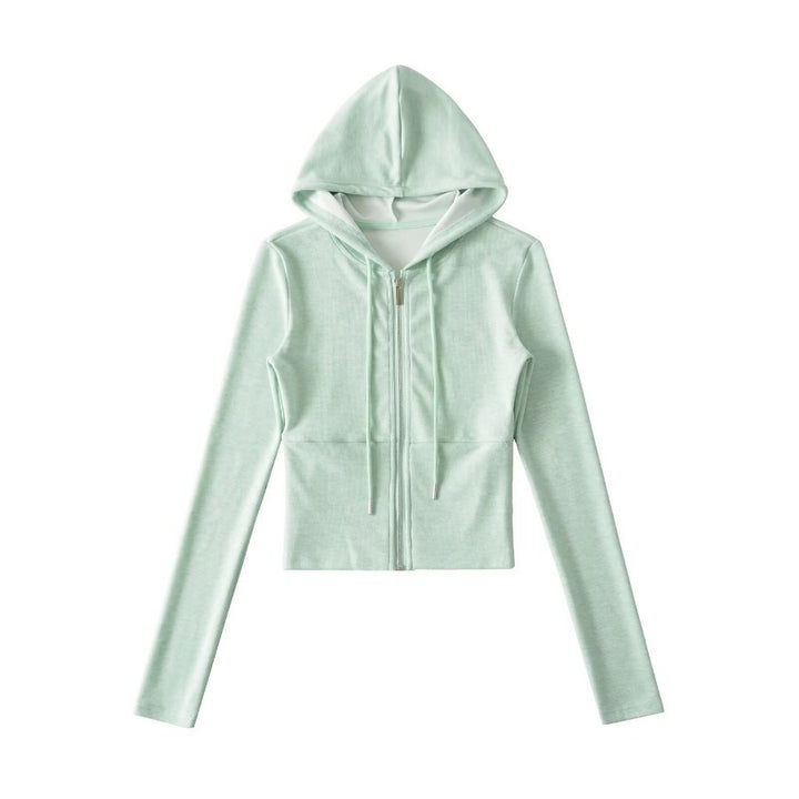 Damen Crop-Hoodie mit praktischem Reißverschluss und sportlichem Design Drune