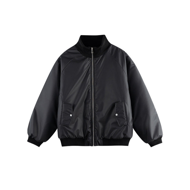 Unisex Boxy-Übergangs-Bomberjacke mit Stehkragen und Pattentaschen Drune