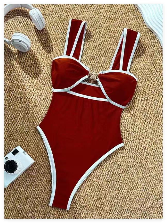 Damen Einteiler Badeanzug mit elegantem Schnitt und verstellbaren Trägern Drune