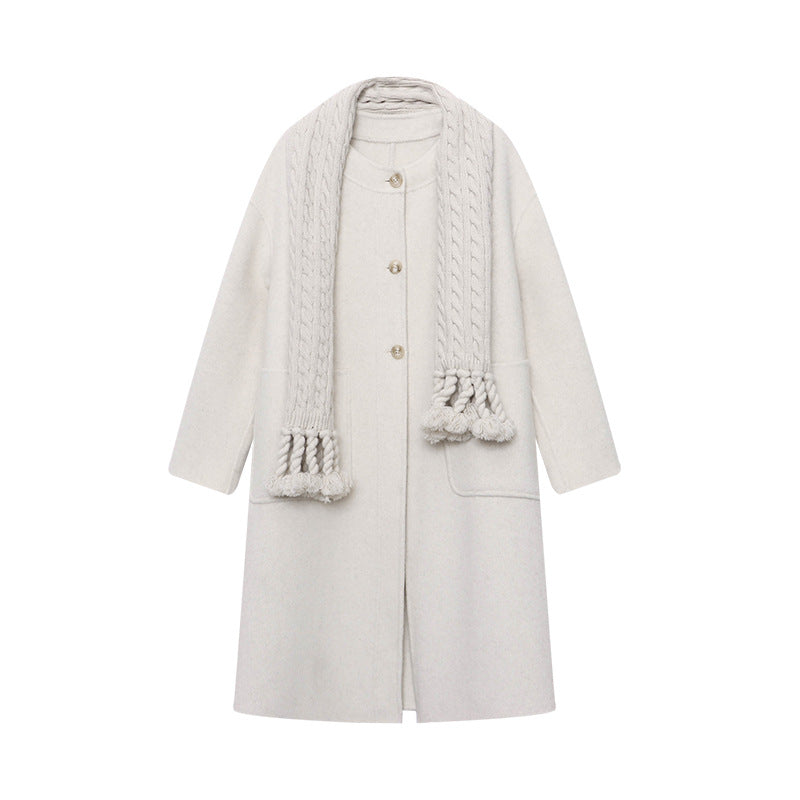 Damen eleganter Wollmantel mit praktischen Taschen und hochwertigen Knopfdetails Drune