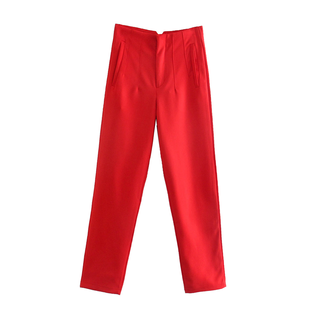 Damen Hochtaillierte tapered Anzughose mit Bügelfalte und Paspeltaschen Drune